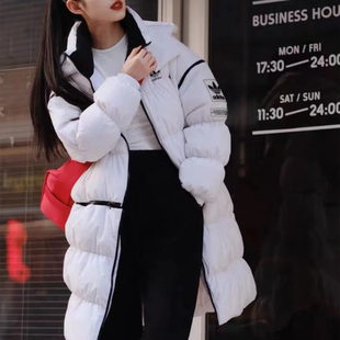 瑕疵清仓阿迪达斯三叶草女子可拆卸下摆中长款 HF1582 运动羽绒服