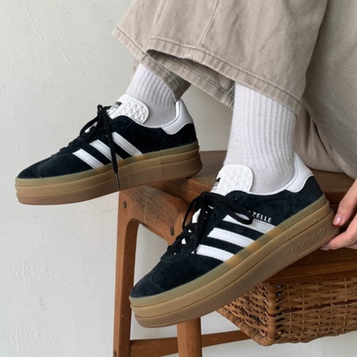 阿迪达斯三叶草GAZELLE 增高鞋底女子运动板鞋T头鞋IE0876 H06122