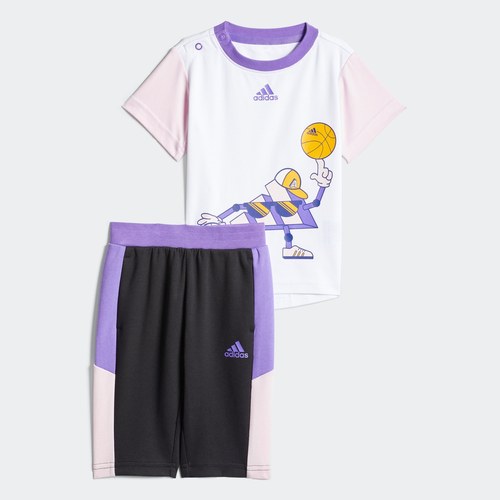 阿迪达斯三叶草小童儿童百搭户外运动休闲透气短袖短裤套装HD7545