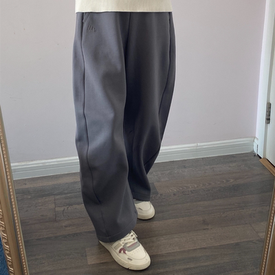 ADIDAS阿迪达斯香蕉裤女宽松直筒运动休闲弯刀裤针织长裤JZ4055