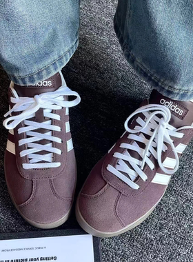 Adidas VL Court 2.0阿迪达斯女鞋板鞋棕白德训阿迪T头板鞋JR8318