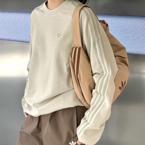 阿迪达斯三叶草男子华夫格卫衣运动休闲套头圆领长袖KH1175 1176