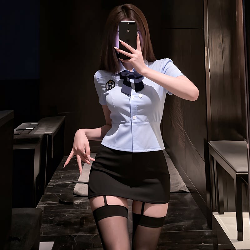 性感睡衣女情趣味制服角色扮演cos包臀裙学院风女警纯欲内衣qqny