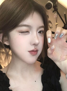 穿戴甲高级感魔镜粉短款美甲欧美镜面银色金色魔镜粉手工穿戴甲片