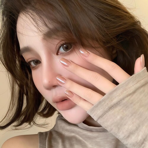 海莉同款珍珠粉堆钻美甲2026年新款手工穿戴甲高级感贴片成品