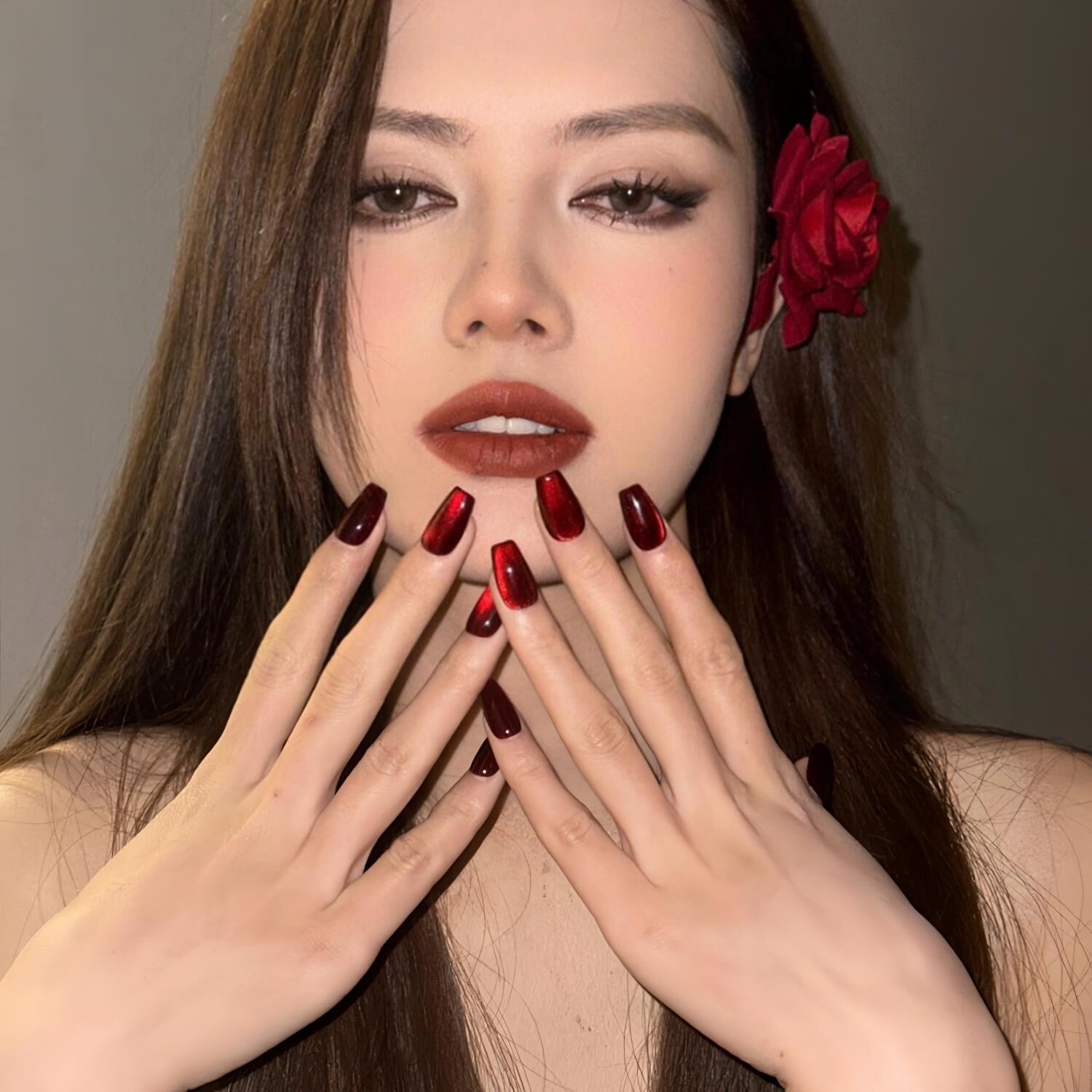 绝美~红宝石猫眼手工美甲