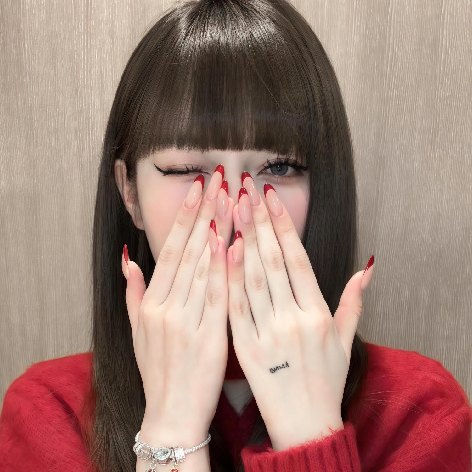 【酒红法式】纯手工穿戴美甲