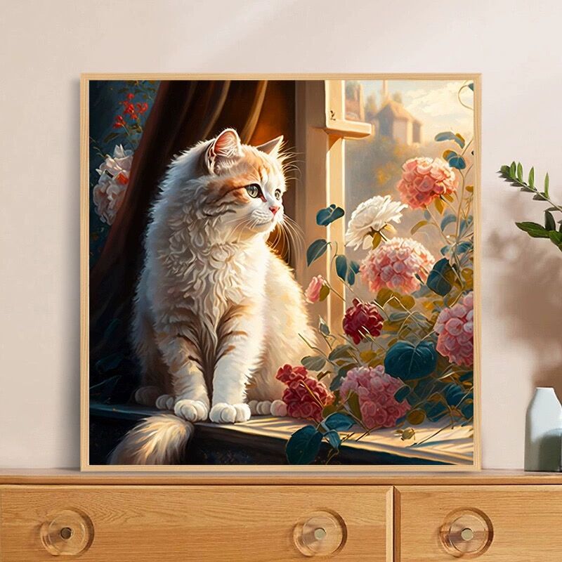招财猫十字绣窗台猫小件满绣手工