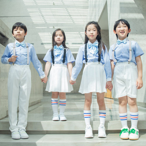六一儿童合唱演出服幼儿园背带裤朗诵服学生男女童口才表演服套装