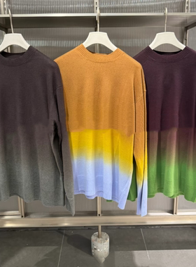 现货江南同款2025冬季新款宽松渐变撞色圆领针织衫毛衣 5PA310530