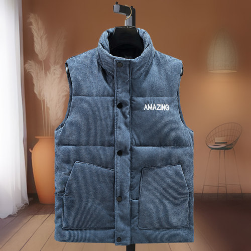 秋冬季男马甲韩版灯芯绒男士外套加厚保暖背心防寒棉马夹外穿坎肩