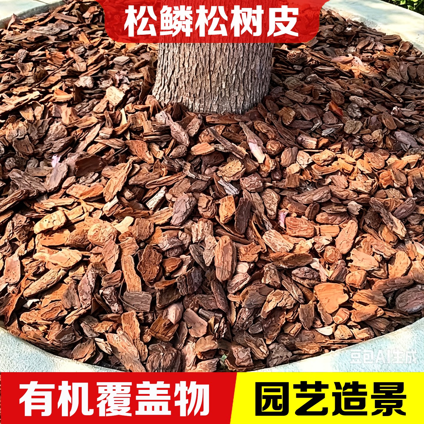 松树皮园艺铺面树池花园覆盖物