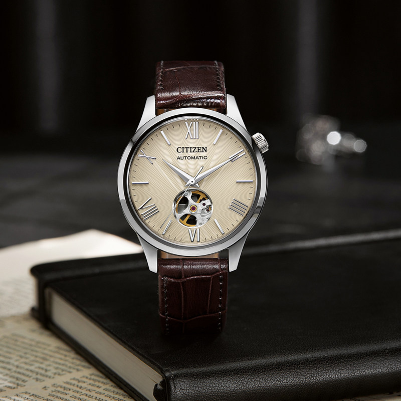 西铁城(CITIZEN)日韩表机械表盘皮带复古风男表礼物NH9130-17A
