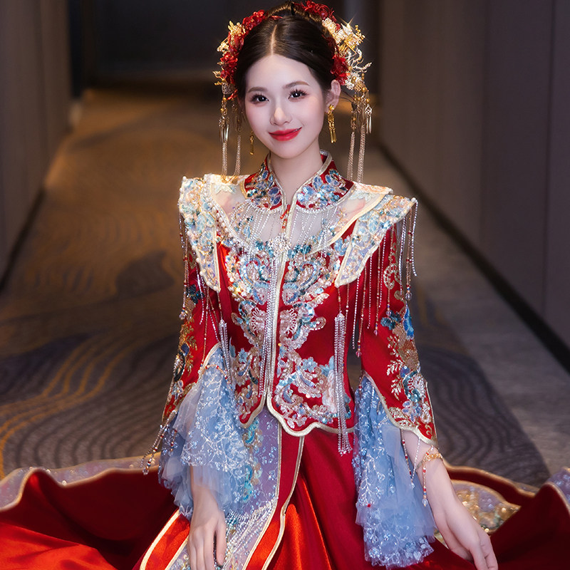 出嫁婚礼秀禾服2025年新款修身新娘敬酒服女重工中式婚服秀禾嫁衣