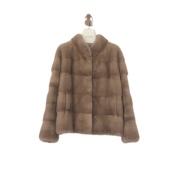 刀领横排时尚 巧满新款 进口天鹅绒整貂水貂皮草外套女短款 貂皮大衣