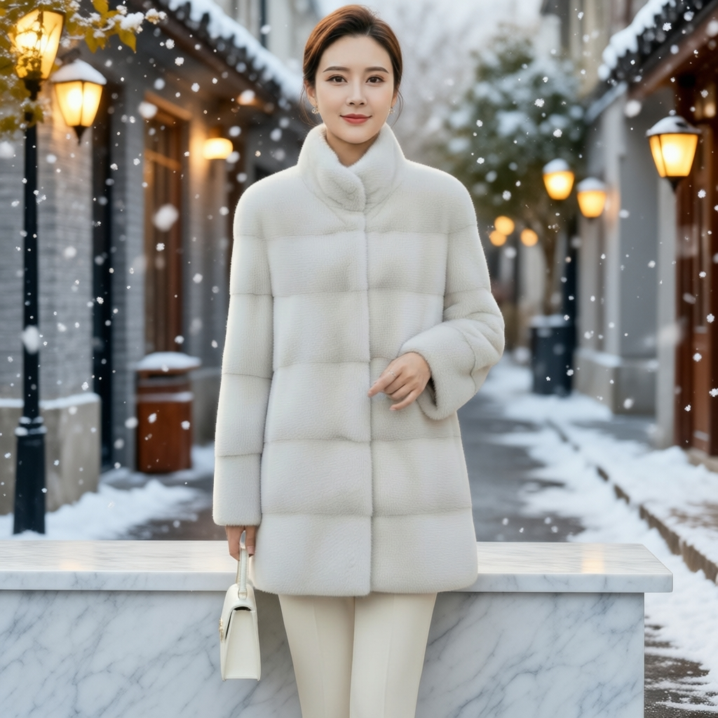 2026新款进口天鹅绒整貂水貂皮草外套女短款立领时尚大衣年轻