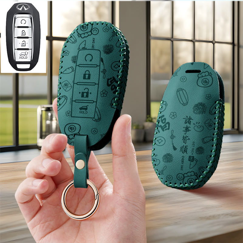 适用英菲尼迪22新款q70l汽车钥匙套qx30保护套包壳扣女高级fx35男