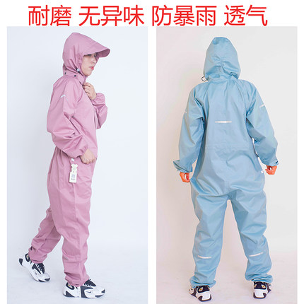 成人连体雨衣女全身防水连帽雨披男电动车摩托骑行加厚防暴雨