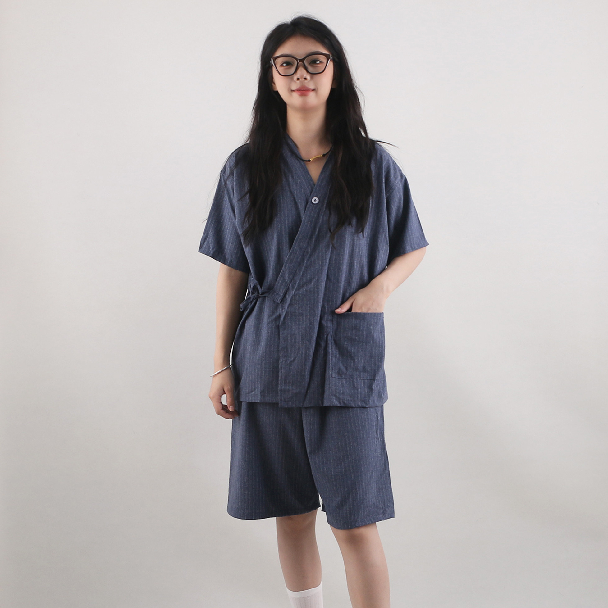 2026新款汗蒸服男女款高档宽松开衫浴衣桑拿服针灸洗浴足家居睡衣