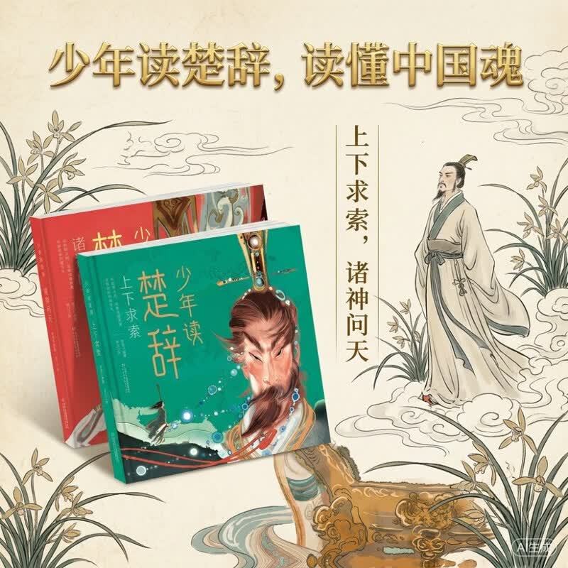 少年读楚辞全2册（上下求索+诸神问天）屈原楚辞少年版绘本插画导读古典文学儿童青少年阅读文化启蒙理想主义成长读物课外阅读经典