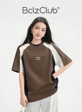 Bclz撞色拼接短袖T恤男女情侣宽松球衣速干抗菌防螨训练服