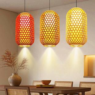 中式竹编灯笼新款2025吊灯火锅店印字古风编织竹子灯罩户外防晒