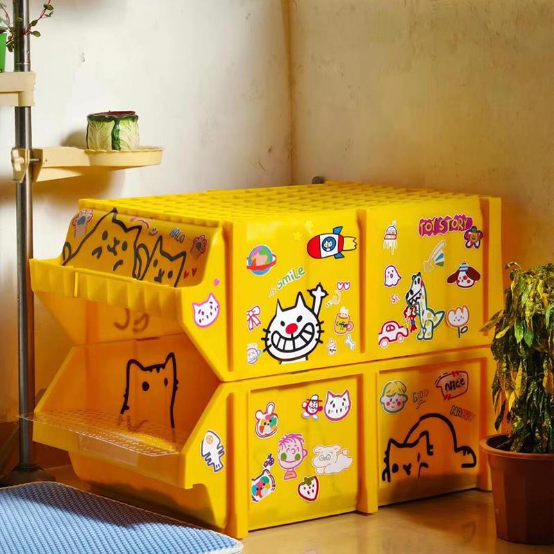 斜口工具箱收纳箱零件箱分类整理箱储物箱周转箱集装箱双层猫砂盆