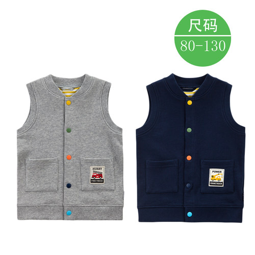 春秋薄款男童纯棉毛圈无袖背心