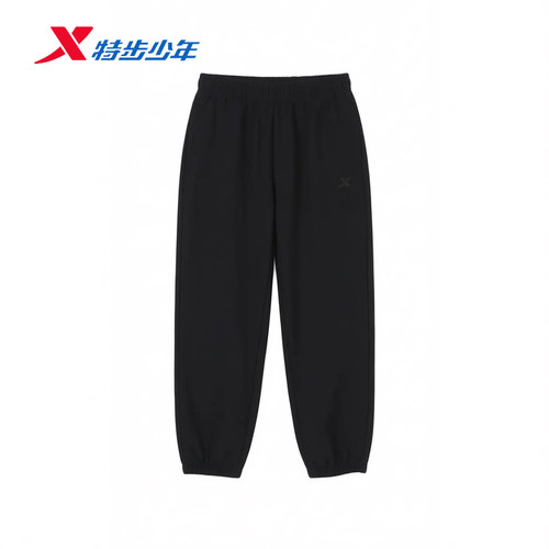 特步儿童运动裤男大童2026冬季新款加绒宽松保暖长裤674425514017