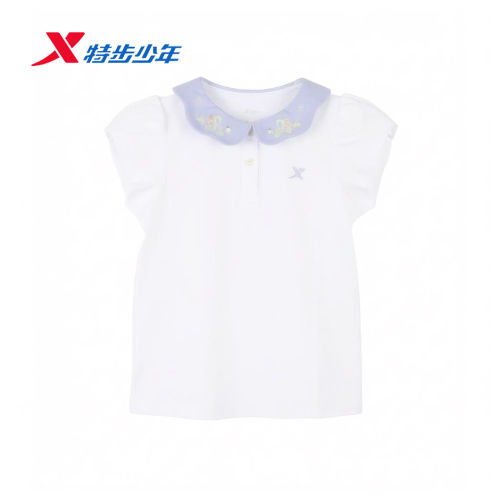 特步儿童短袖POLO衫女小童2026夏季新款T恤针织上衣674224023482