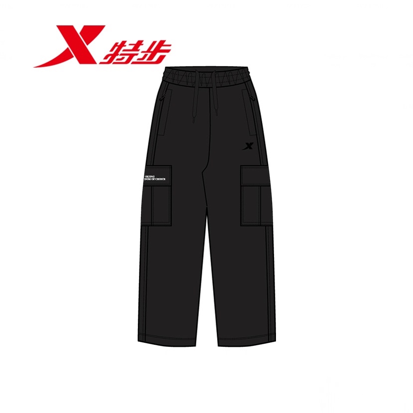 特步针织散口加绒工装裤男2025冬新款保暖耐磨休息裤975429630262