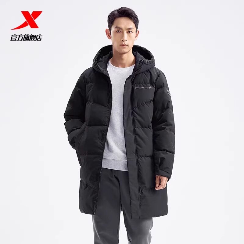 特步中长款羽绒服男生冬季新款正品防风保暖棉服外套976429640189