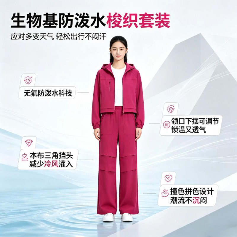 特步运动双层风衣女款2026秋季新款连帽梭织薄款外套974328150269