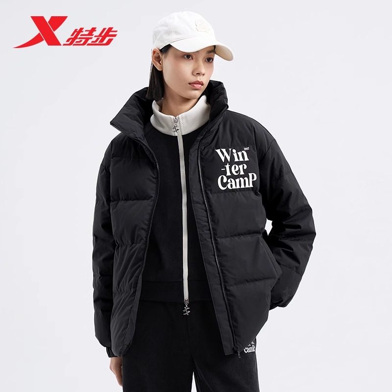 特步羽绒服女冬季新款正品加厚棉服保暖女士立领外套976428190282