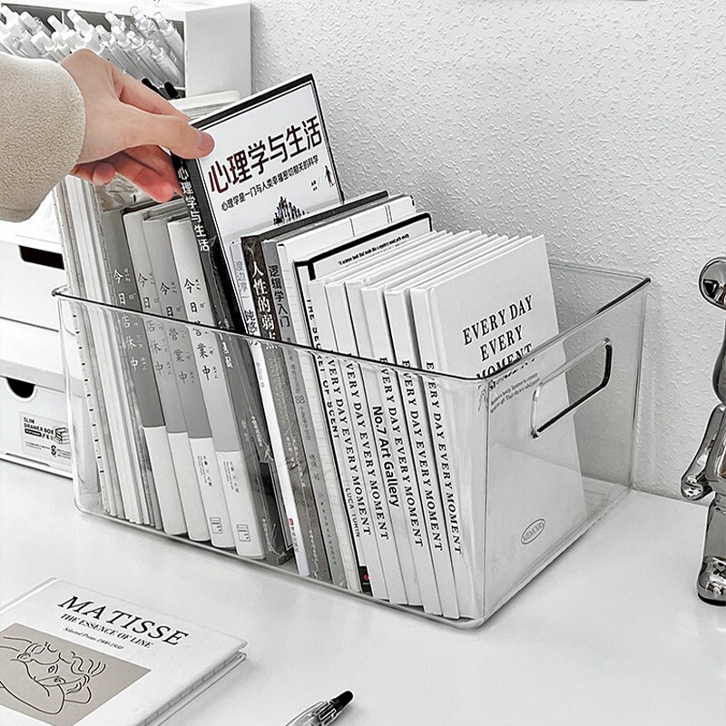 大号收纳箱学生教室宿舍装书箱子亚克力放书籍的框透明书架整理筐
