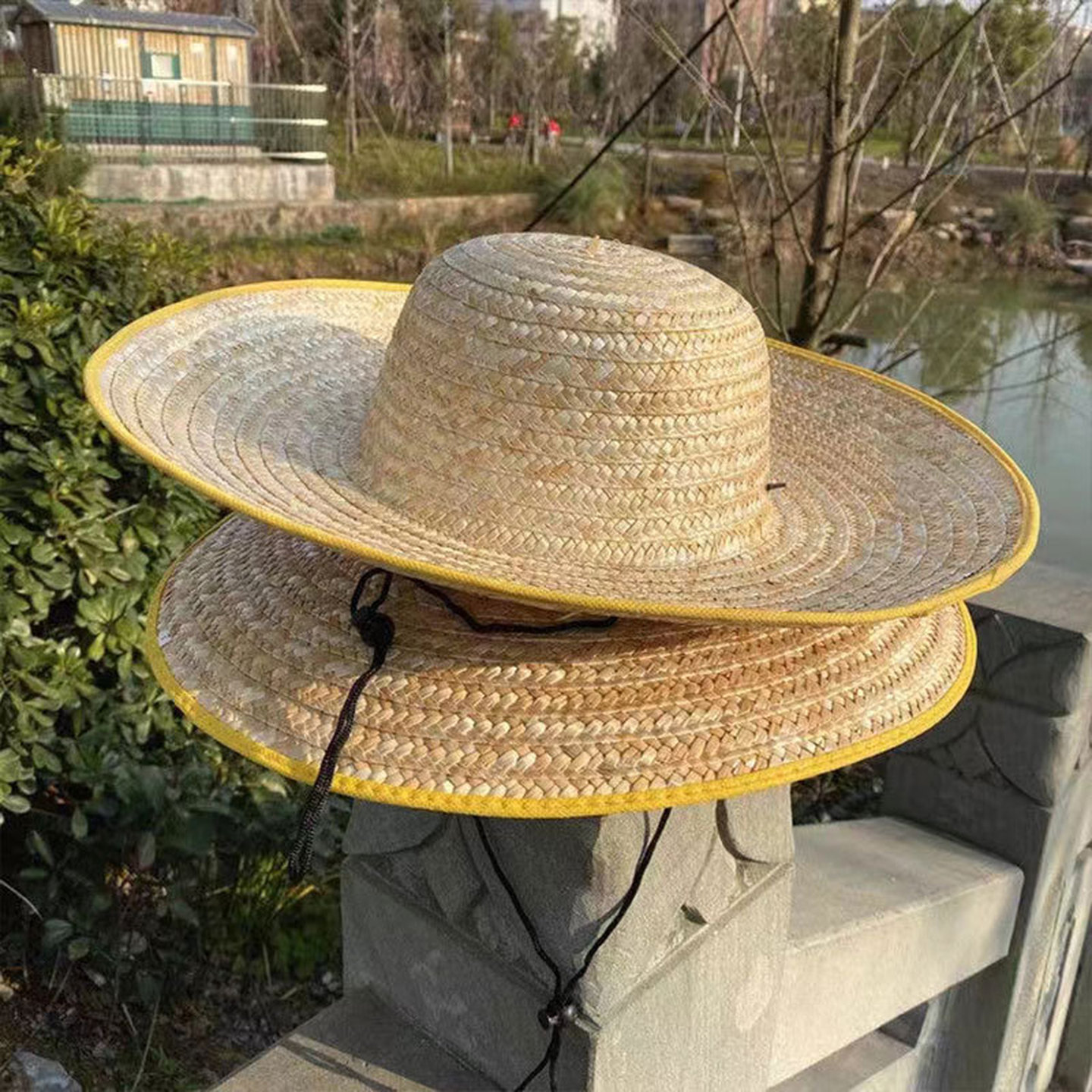 草帽农民草编遮阳帽渔夫帽钓鱼防晒帽采茶女帽工地麦秆帽子男老式