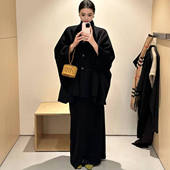 ZhangSutong立领毛呢大衣女黑色2025年新款 斗篷蝙蝠袖 外套上衣