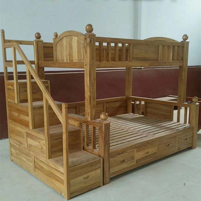老榆木上下床小户型兄妹二层床字高低/子母床