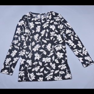 清仓外贸真丝印花圆领宽松长袖 桑蚕丝 女上衣可外穿 不透 卖完无