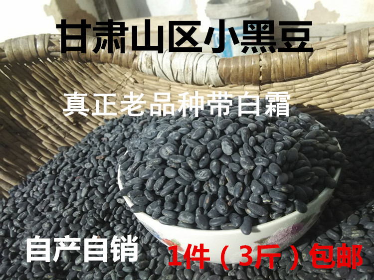 甘肃肾形小黑豆农家自产药用白霜黑小豆2023新杂粮黄芯心老品种 粮油调味/速食/干货/烘焙 黑豆 原图主图