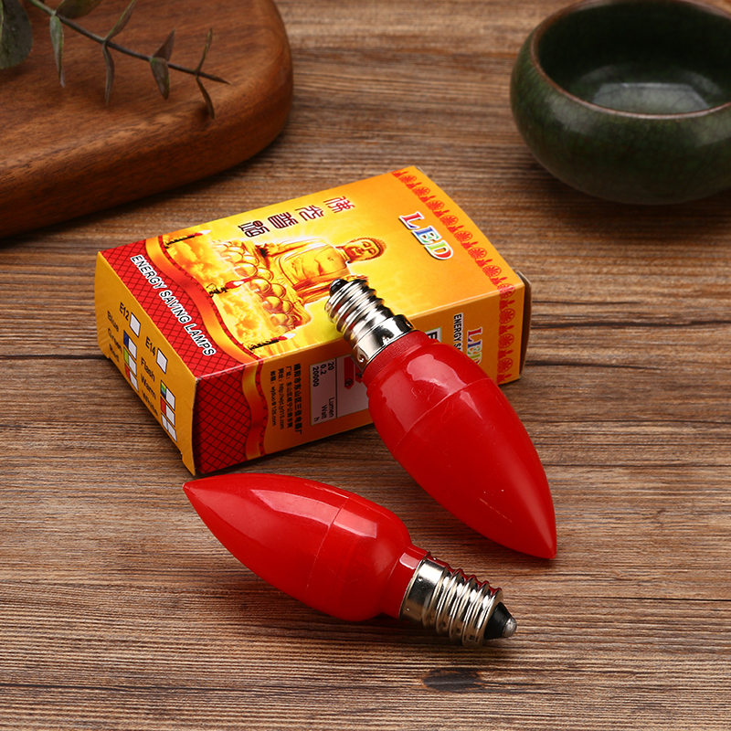 led红色蜡烛灯泡佛龛莲花灯E14