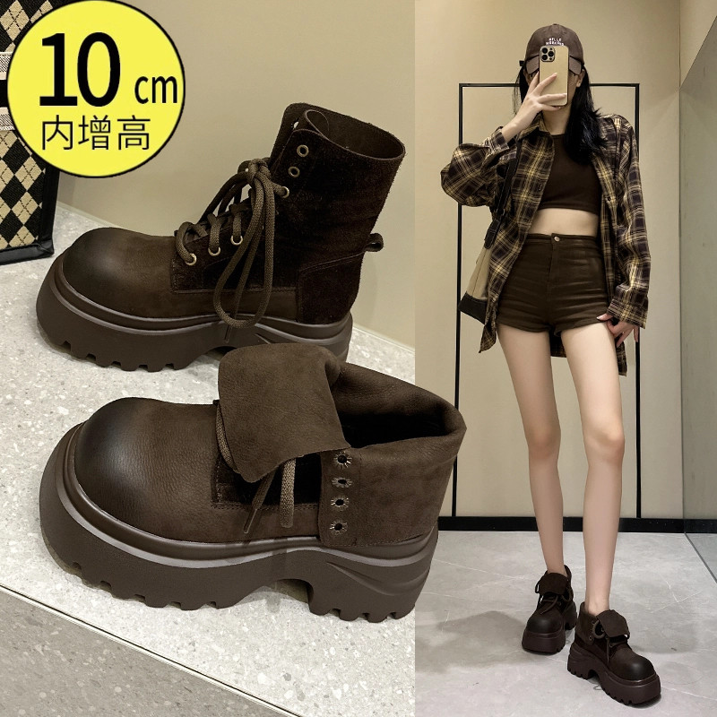 内增高小个子10cm厚底大黄靴