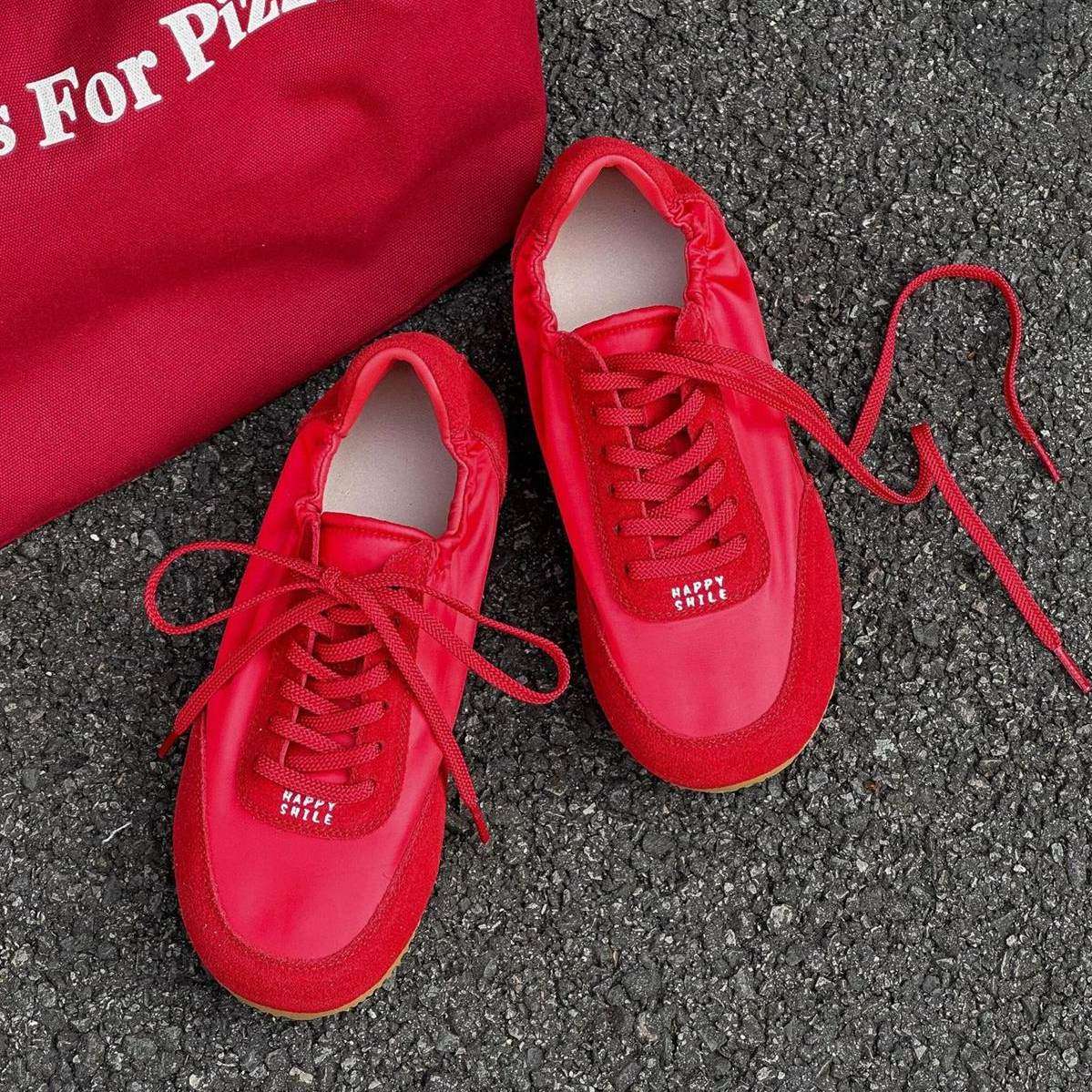 红色德训鞋女2026春季新款透气软底芭蕾平底阿甘鞋休闲运动老爹鞋,女鞋,德训鞋,淘宝优惠券,粉丝福利购,淘宝优惠卷