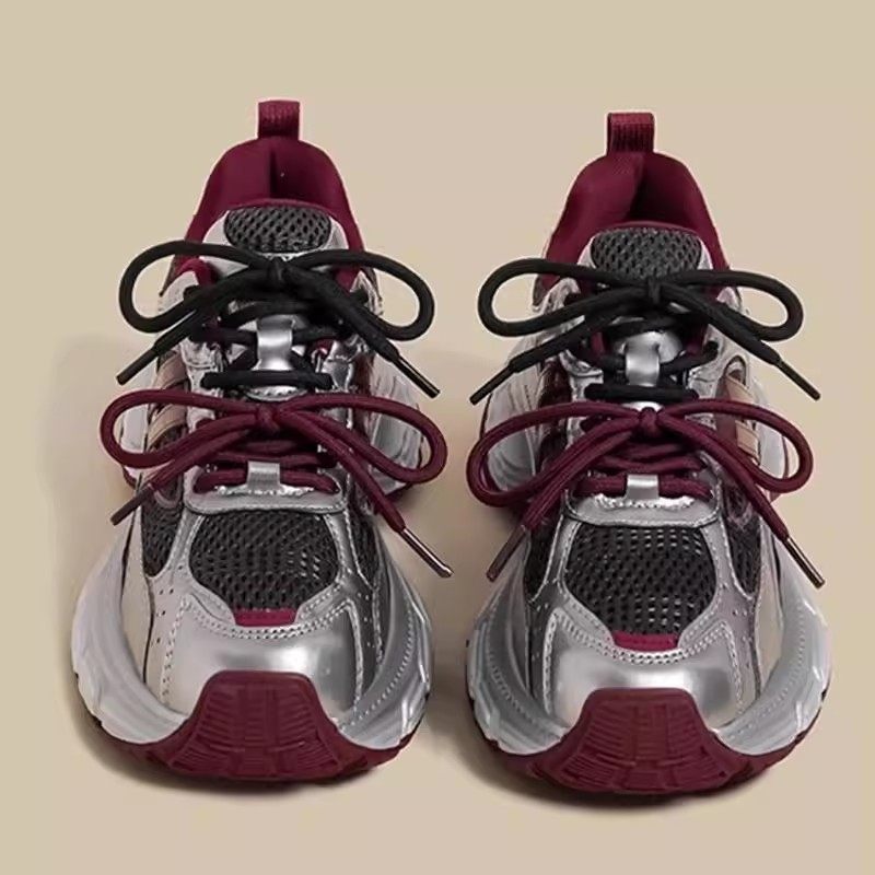 厚底老爹鞋女2025秋冬季新款加绒小个子增高拼接双鞋带休闲运动鞋,女鞋,老爹鞋,淘宝优惠券,粉丝福利购,淘宝优惠卷