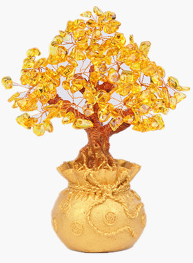 汤镇玮老师推荐财富根基黄水晶摇钱树 （净化 招财 旺运）发财树