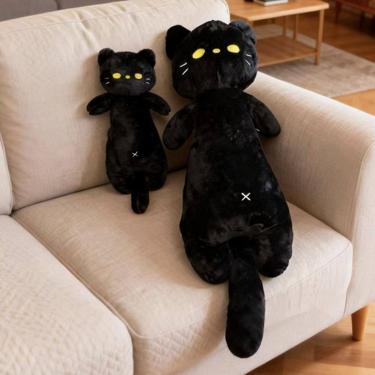 可爱黑猫毛绒玩具猫咪玩偶布偶公仔布艺毛绒玩具礼物萌趣陪睡玩偶