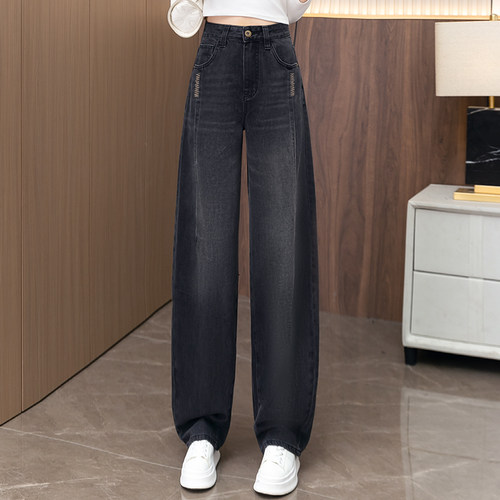 蓝色弯刀牛仔裤女士2025春秋新款