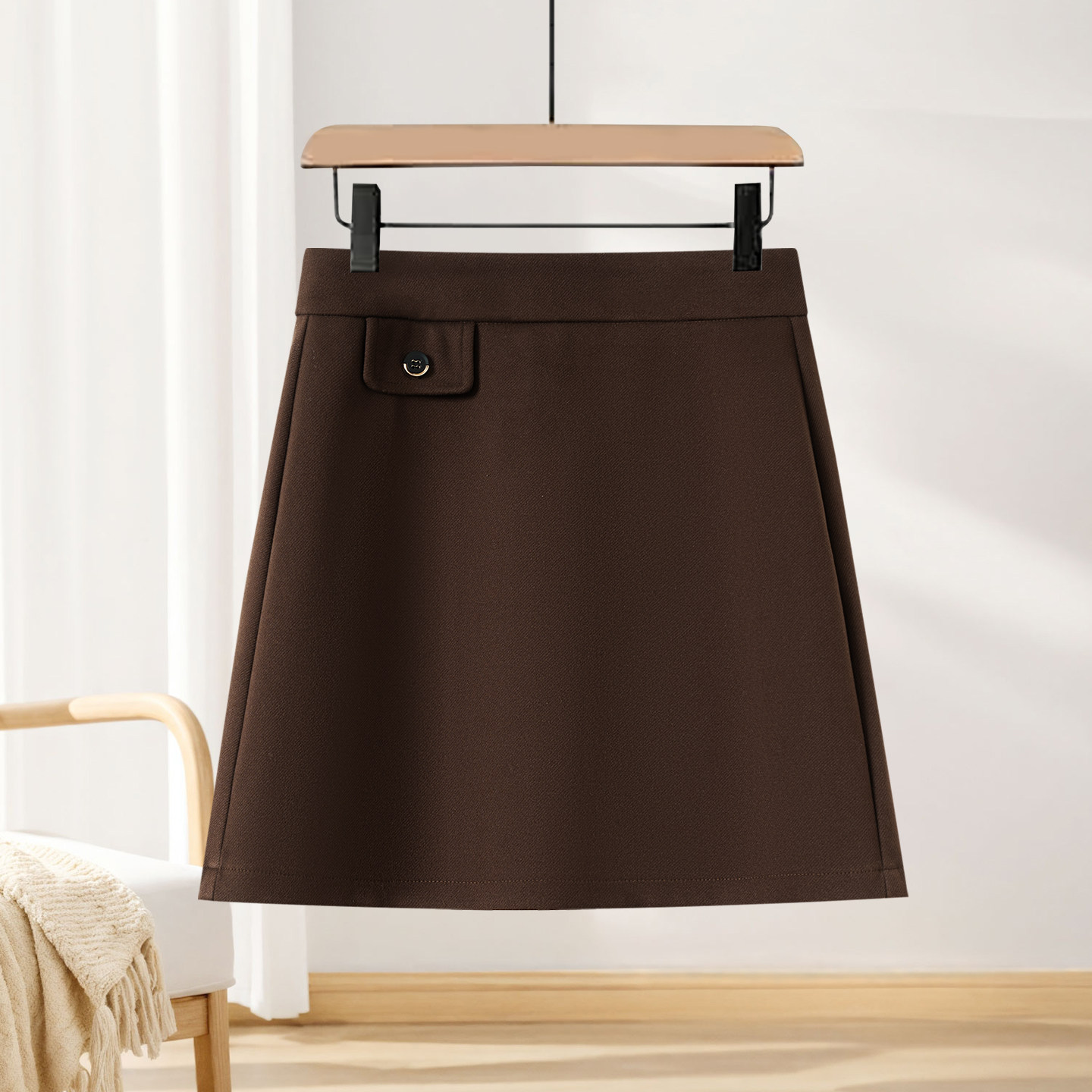 毛呢半身裙女秋冬2025新款高级感气质显瘦小个子加厚包臀a字短裙