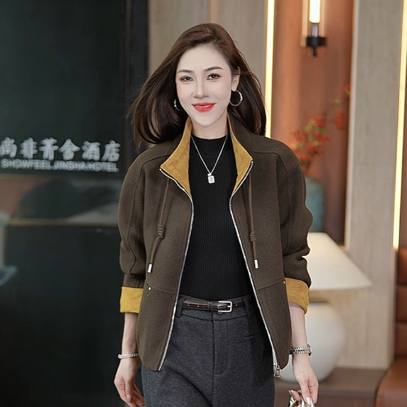 小个子羊毛呢短外套女秋气质夹克