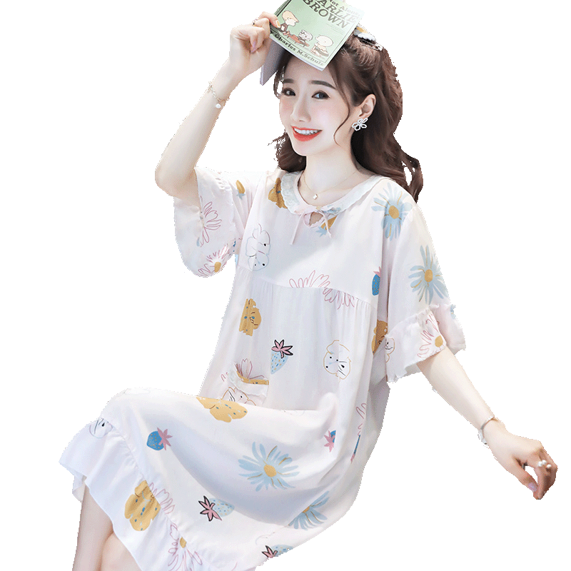 棉绸短袖学生日系可爱风女士睡衣